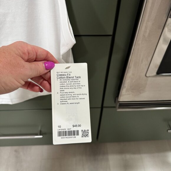 lululemon Classic Fit Cotton Blend Tank Size 10 NWT - Picture 3 of 7